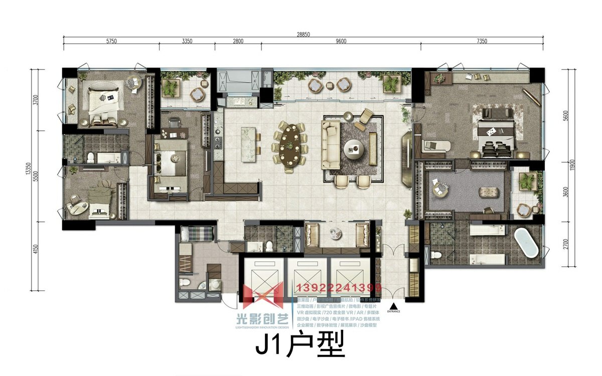 深圳招商双玺花园J1户型平面图
