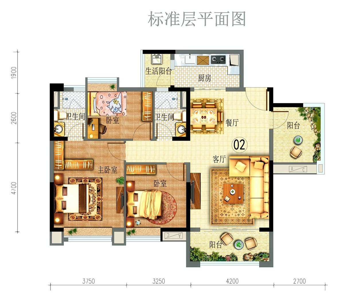 广州时代长岛蓝湾户型图02户型