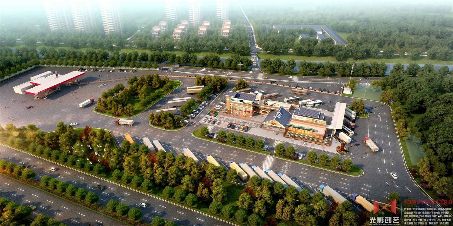 广珠西线高速公路顺德服务区鸟瞰图