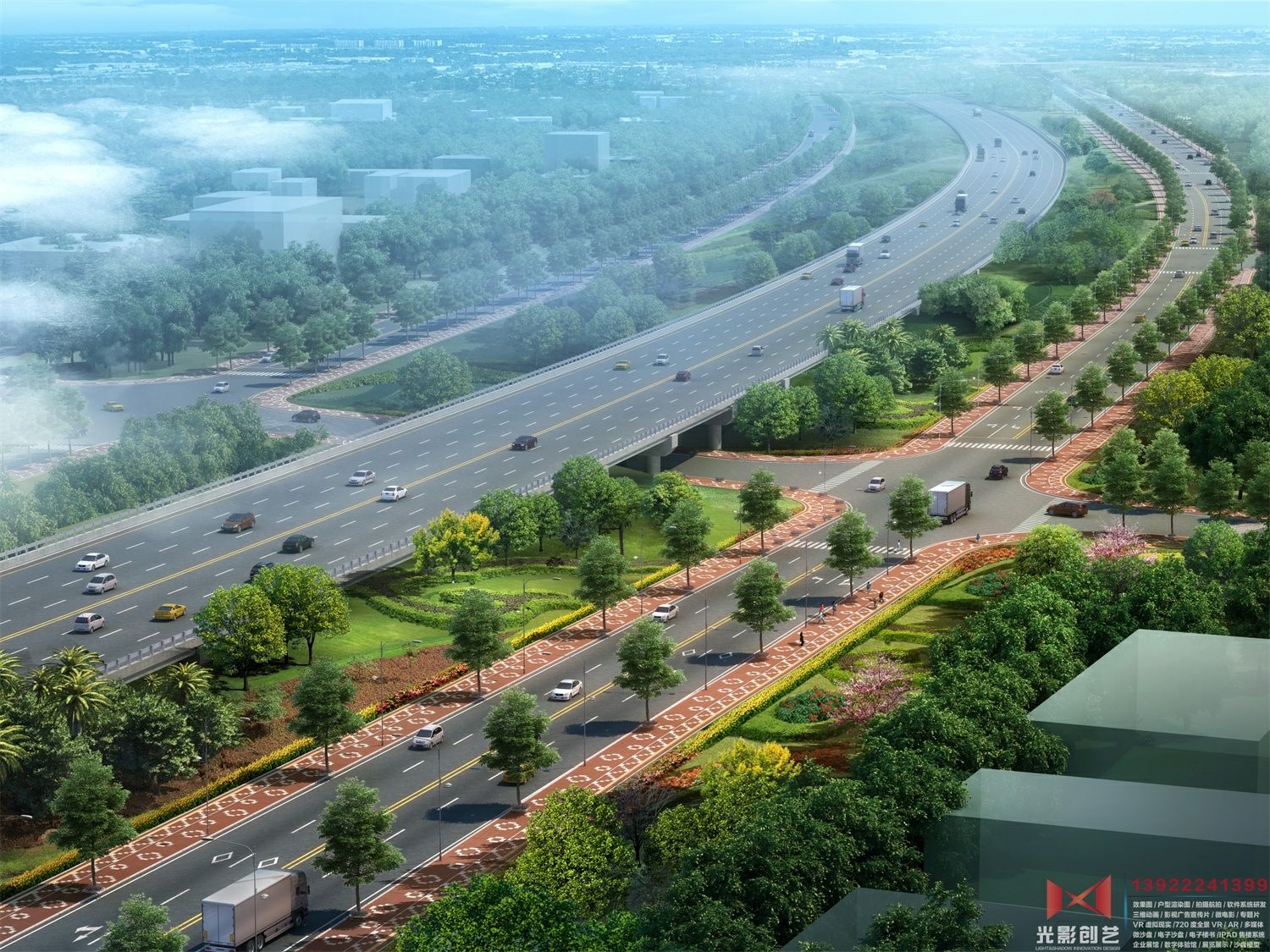 佛山道路鸟瞰效果图