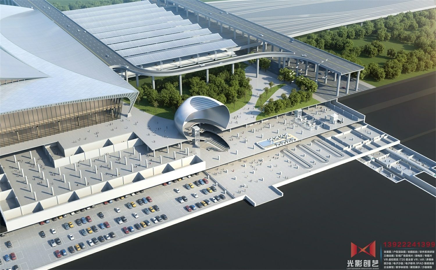 广州白云机场T3航站楼地下换乘枢纽剖面效果图
